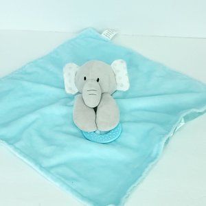 Forever Plush Lovey Elephant Blue Grey Baby Security Blanket Teether 13" x 13"